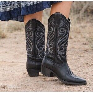 Ariat Round Up R-Toe Cowboy Boots Black Leather Women’s 9B